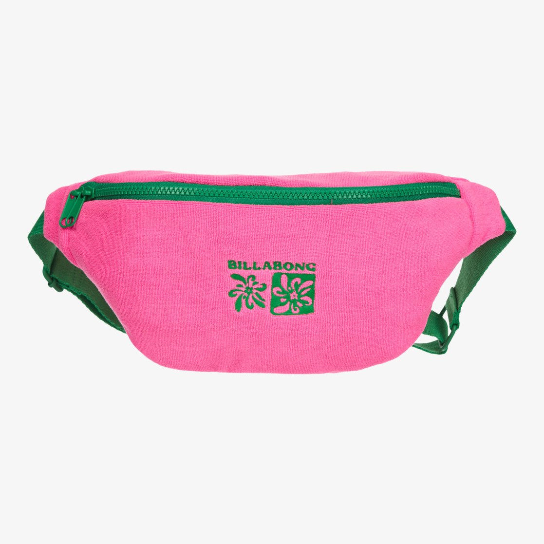 Riñonera BILLABONG Long Weekend Guava color rosa con detalles verdes estilo surf