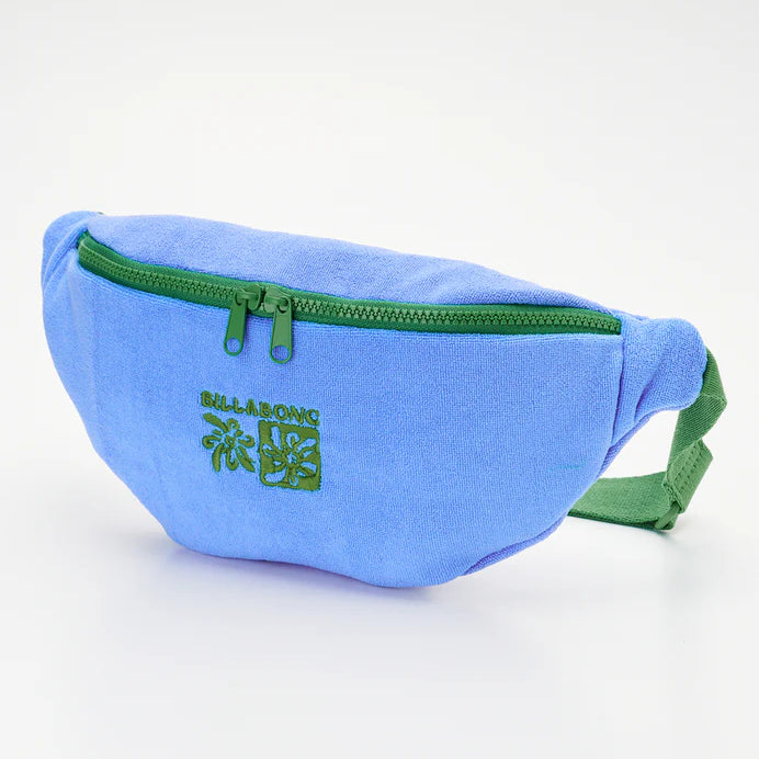 Riñonera BILLABONG Long Weekend True Blue azul con cremallera verde estilo surf