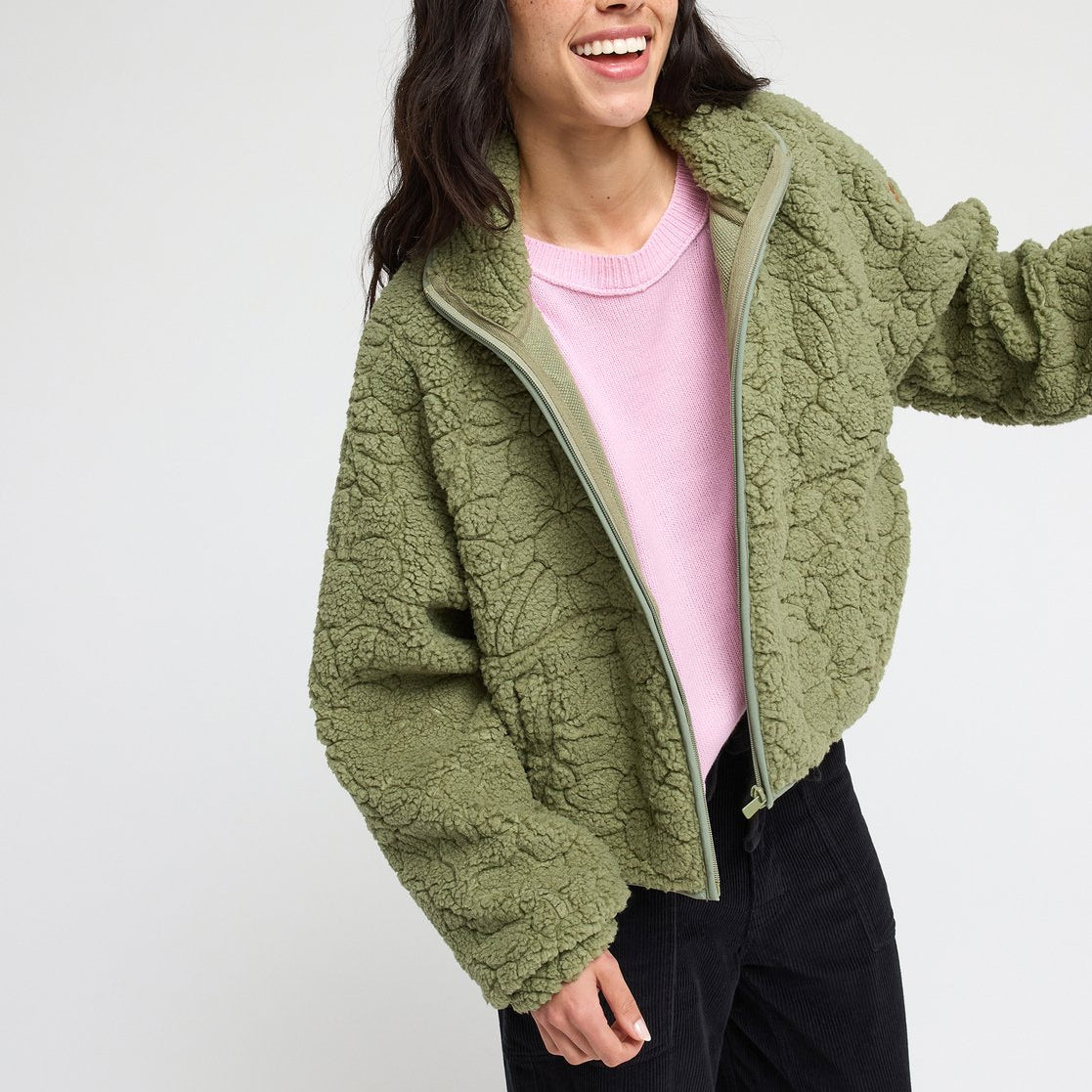 Chaqueta Polar Roxy Blurry Cloud - Verde (Oil Green Outline) - imagen oficial principal