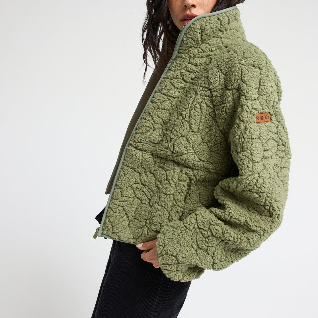 Chaqueta Polar Roxy Blurry Cloud - Verde (Oil Green Outline) - imagen oficial, vista 2