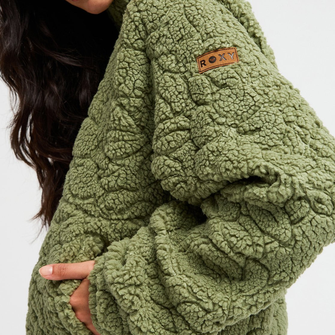 Chaqueta Polar Roxy Blurry Cloud - Verde (Oil Green Outline) - imagen oficial, vista 3