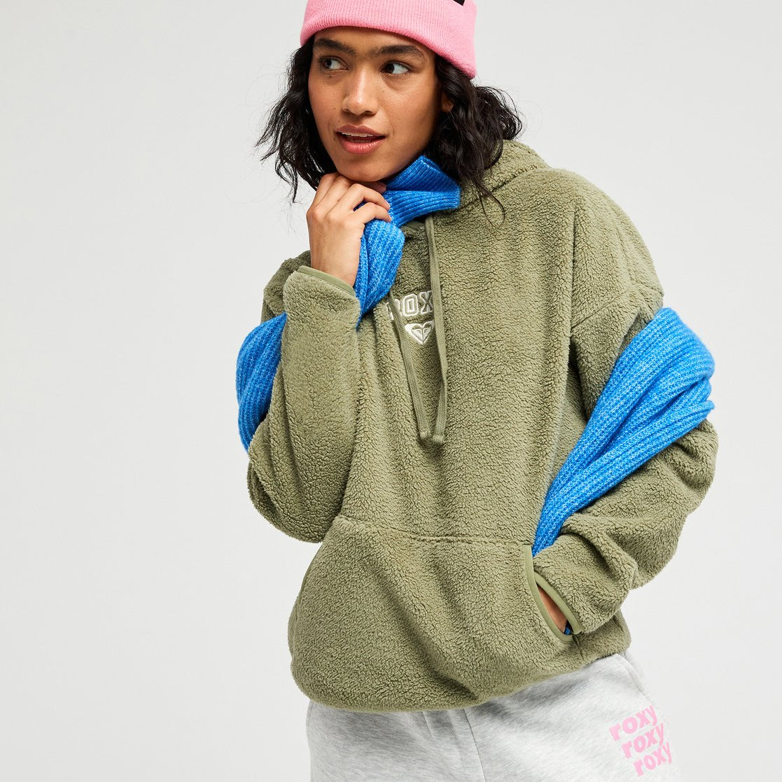 Sudadera Sherpa Roxy Cool Calling - Verde (Oil Green) - imagen oficial principal