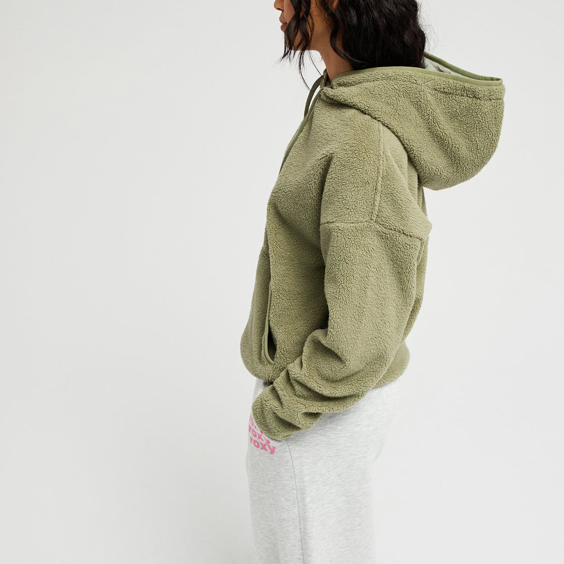 Sudadera Sherpa Roxy Cool Calling - Verde (Oil Green) - imagen oficial, vista 2