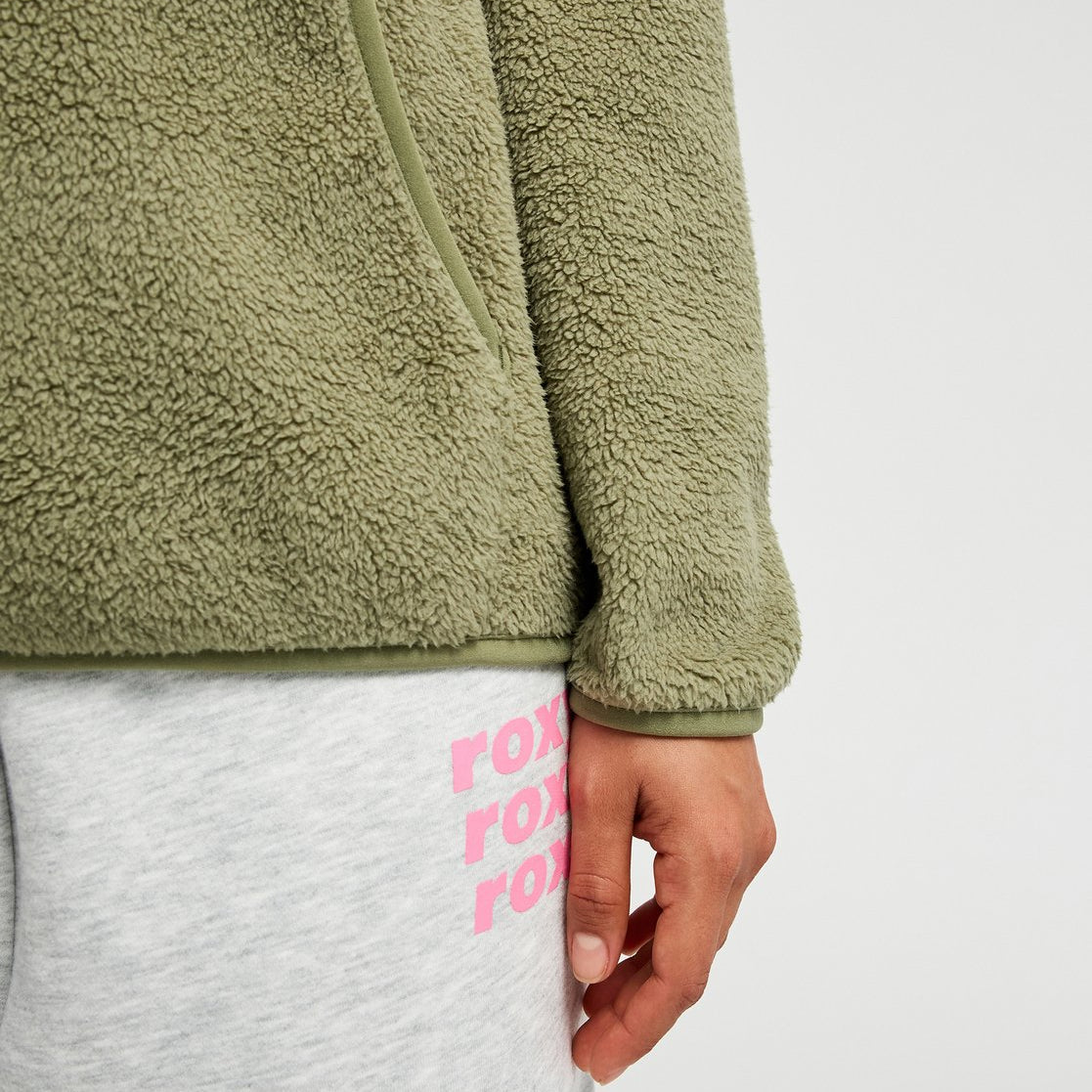 Sudadera Sherpa Roxy Cool Calling - Verde (Oil Green) - imagen oficial, vista 3