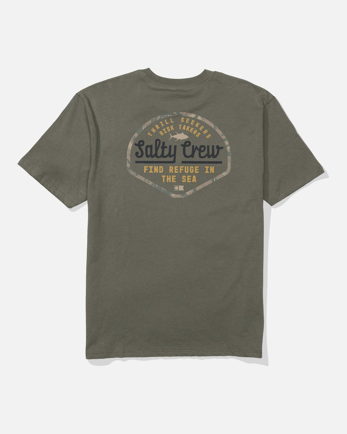 Camiseta Salty Crew Border Fill Classic Tee Dusty Olive vista trasera oficial
