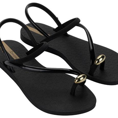 Sandalias IPANEMA Glam Ring negras con aro metálico para mujer