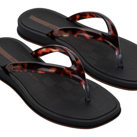Sandalias IPANEMA Glow Trendy AD negras con tiras efecto tortuga para mujer