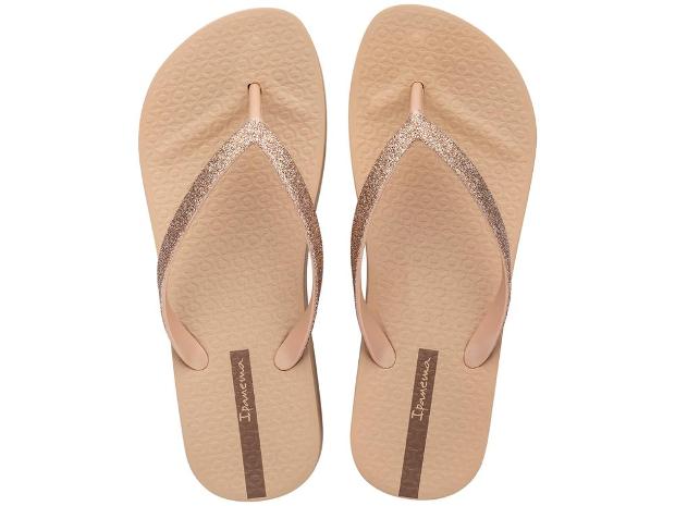 Sandalias IPANEMA Mesh Chic Plat beige con tiras glitter y plataforma ligera para mujer