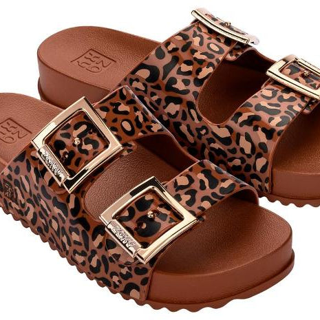 Sandalias ZAXY Partner New AD con estampado animal print en tonos marrones para mujer
