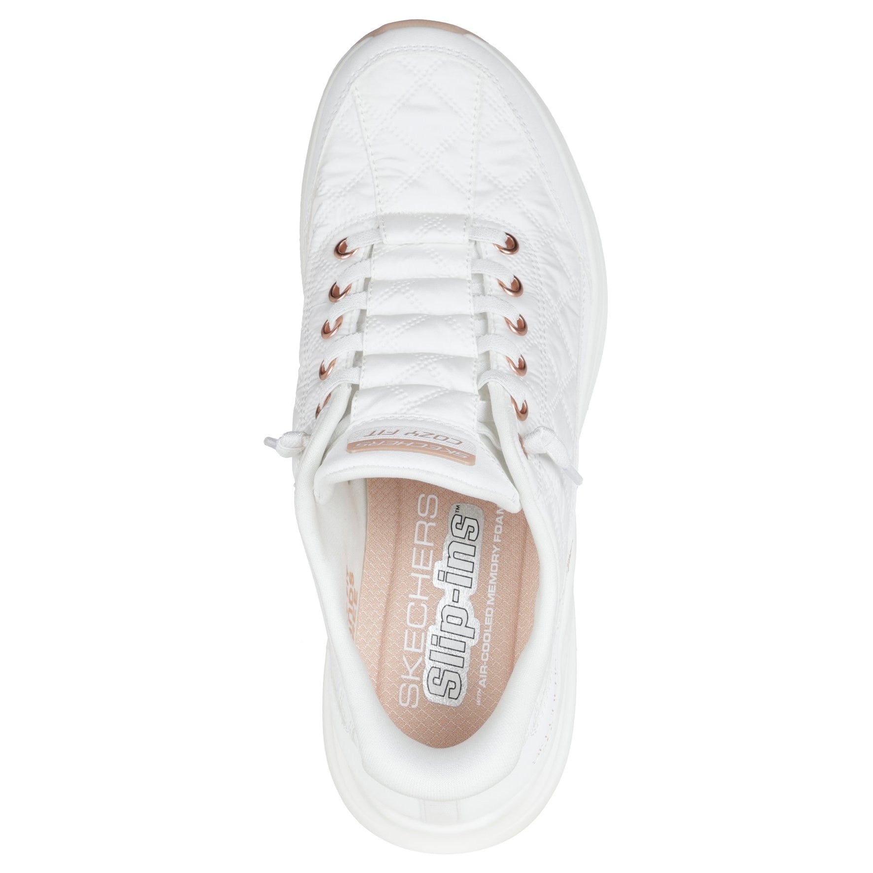 Zapatillas Skechers Slip-ins Contour Foam Cozy Fit Golden Hour White/Rose Gold, vista superior e interior