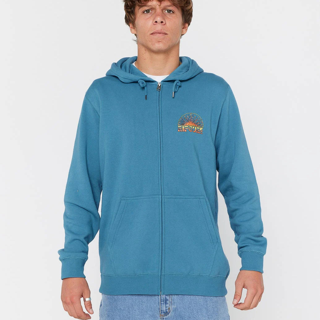 Sudadera RIP CURL Grateful Shred Storm Blue con capucha y gráfico surf en la espalda