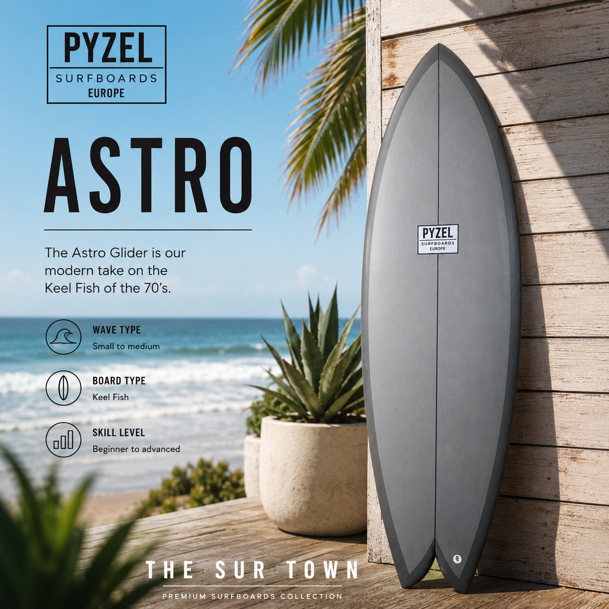 Tabla de surf Pyzel Astro fish moderna de Pyzel Surfboards fabricada bajo pedido