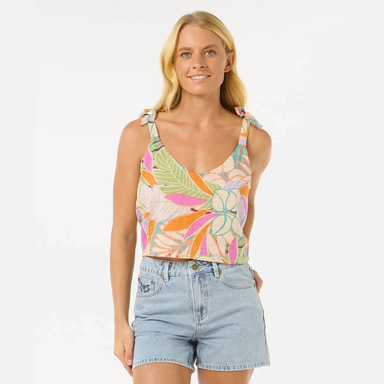 Top RIP CURL Cala Vadella Multiflora mujer top floral tirantes verano ligero cómodo