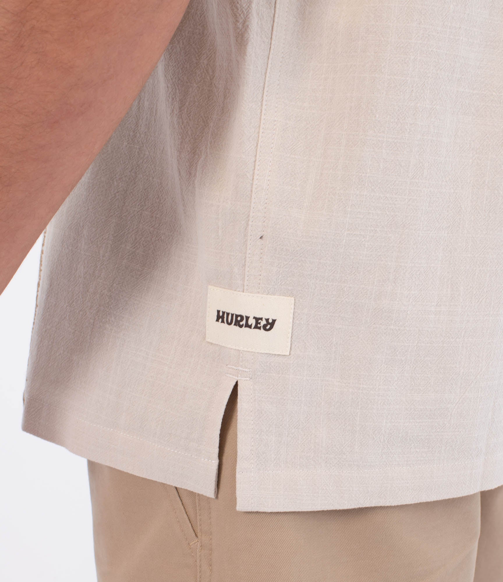 Camisa Hurley Sano Camp Embroidered SS Bone