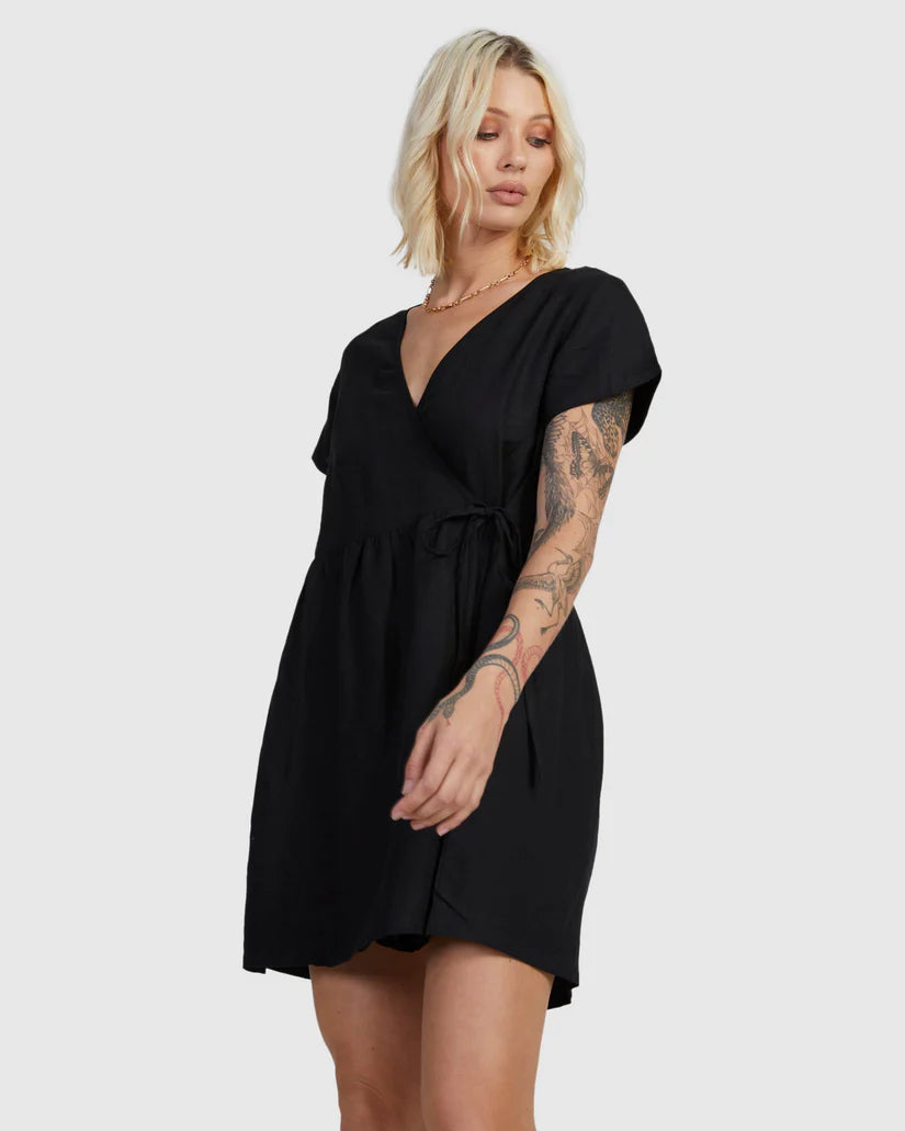 Mini Vestido Rvca Wrapped Washed Black