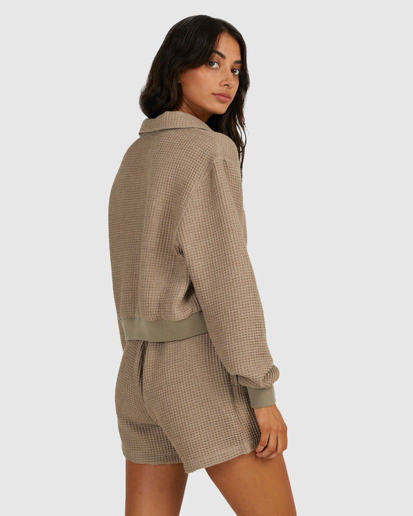 Top Rvca Waffle Jersey Dark Khaki