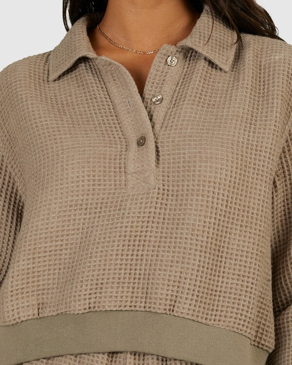 Top Rvca Waffle Jersey Dark Khaki