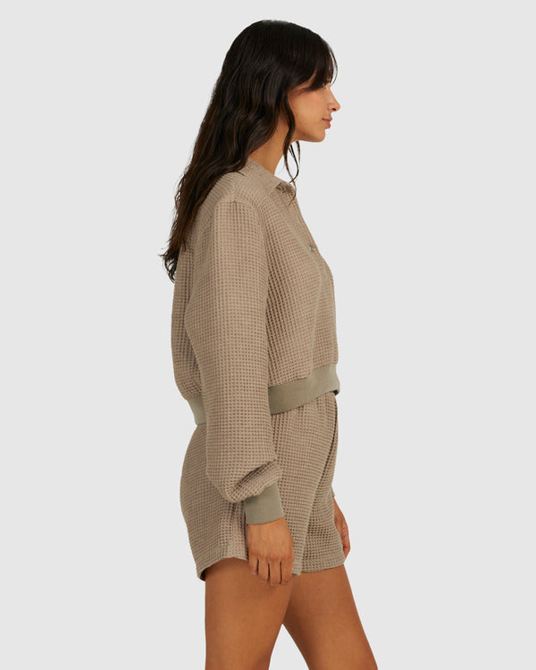 Top Rvca Waffle Jersey Dark Khaki