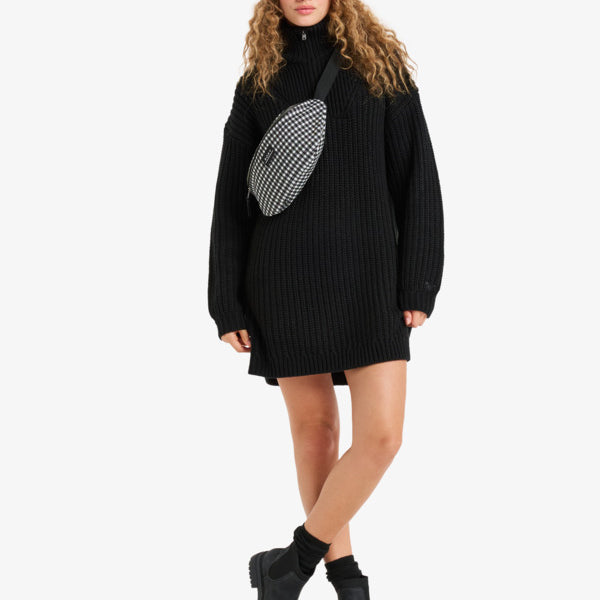 Vestido jersey ROXY Home Again Anthracite negro de punto con media cremallera para mujer