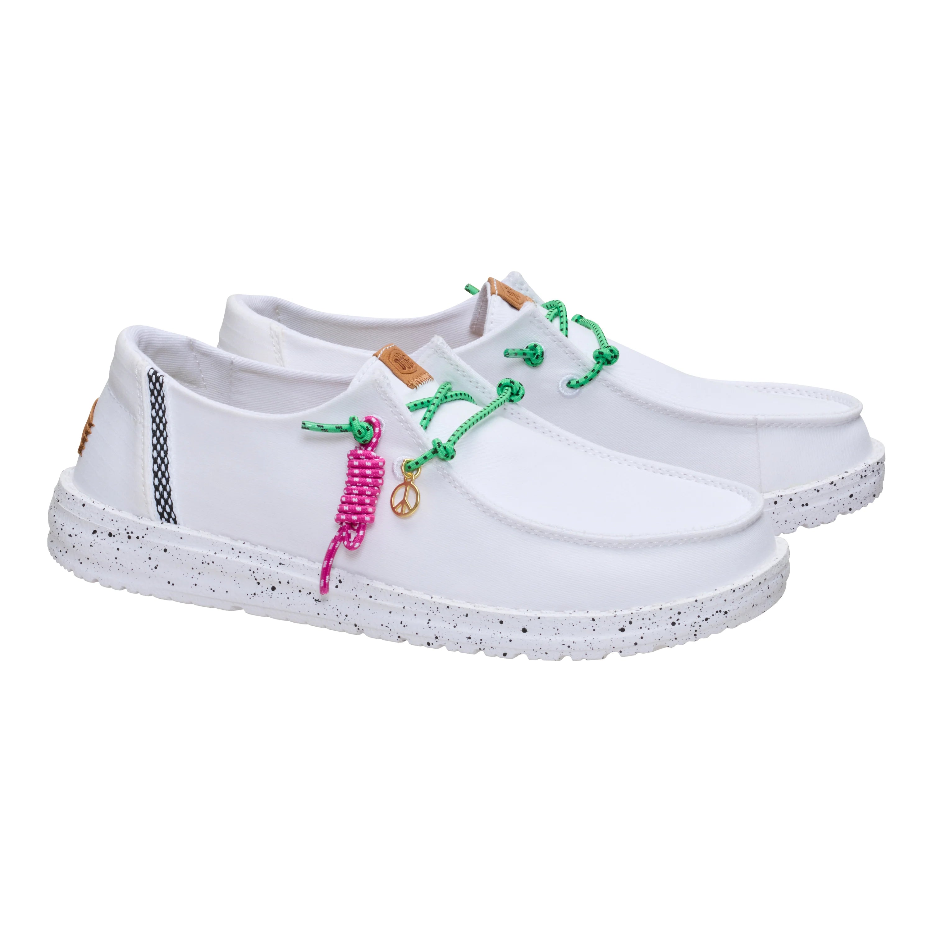 Zapatillas HEY DUDE Wendy Gateway Lace White mujer blancas ligeras con cordones elásticos y plantilla leopardo