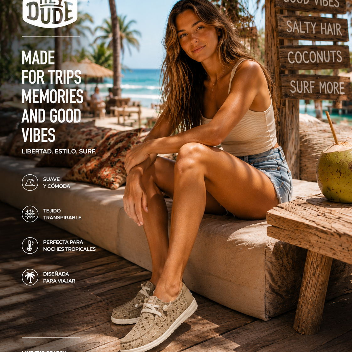 Zapatillas Hey Dude Wendy Sequin Lace Olive Grey con estilo casual beach lifestyle premium