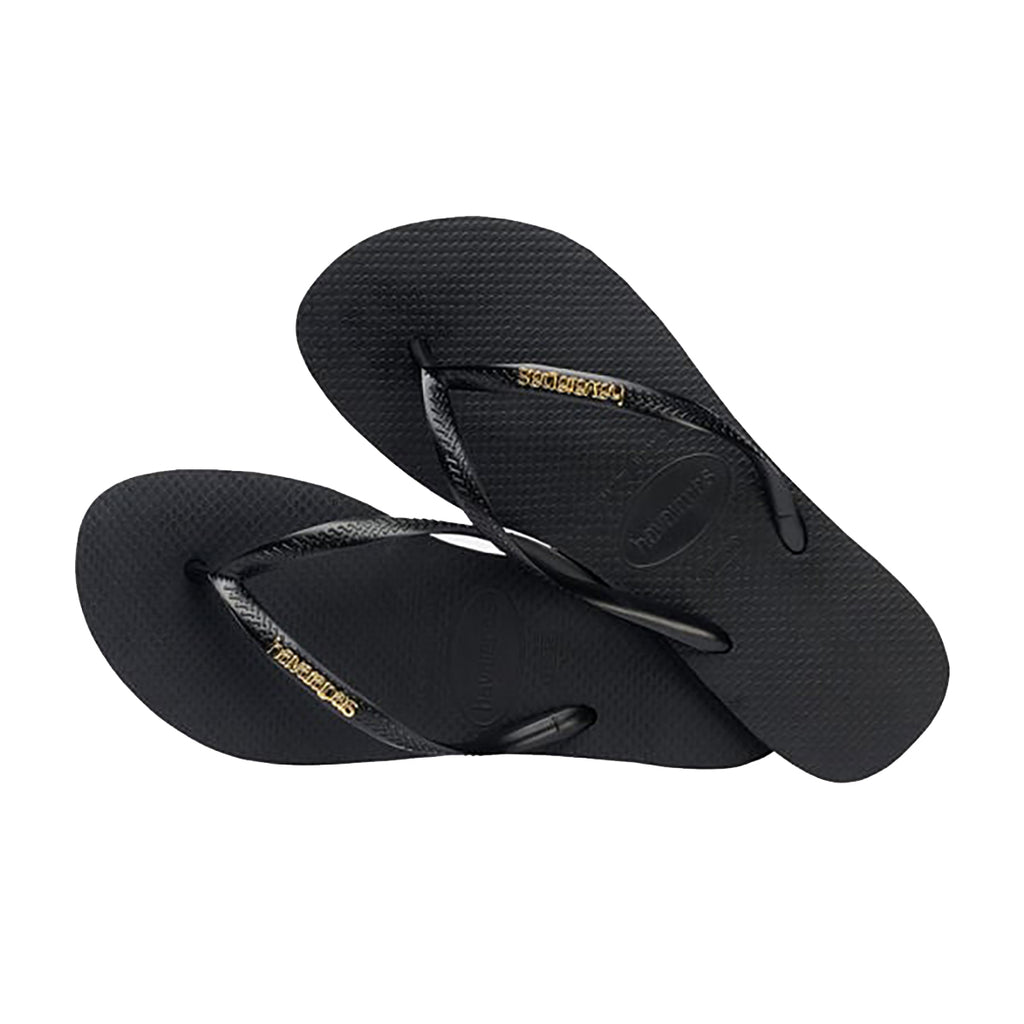 Chanclas Havaianas Slim Logo Metallic Black Gold SS25