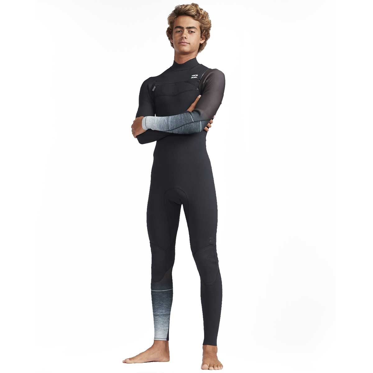 Neopreno niño BILLABONG Furnace Pro Series 3/2 Junior negro con cierre frontal Chest Zip para surf
