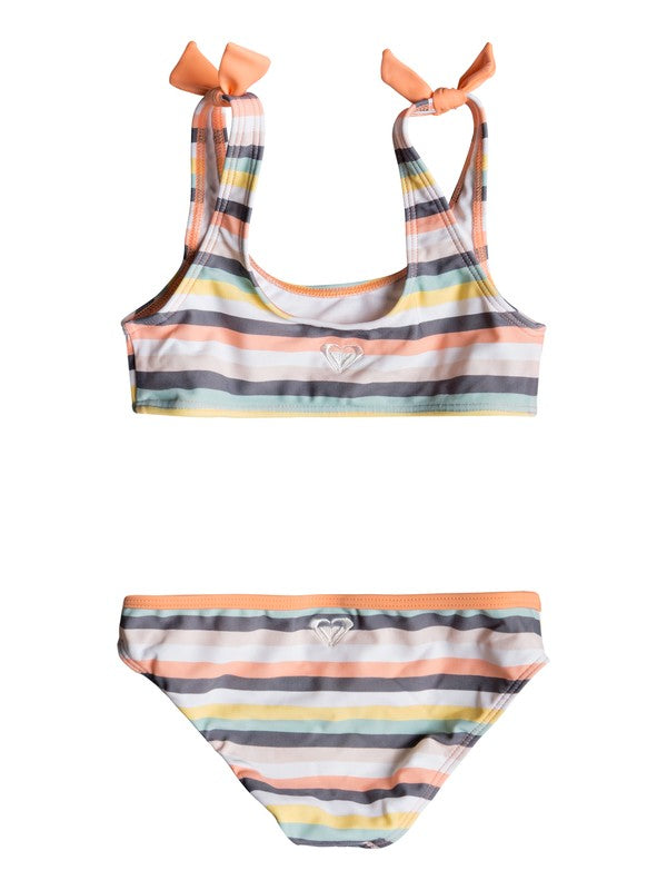 Bikini Kids Roxy Girl Lets Go Surfing Salmon Candy Stripes