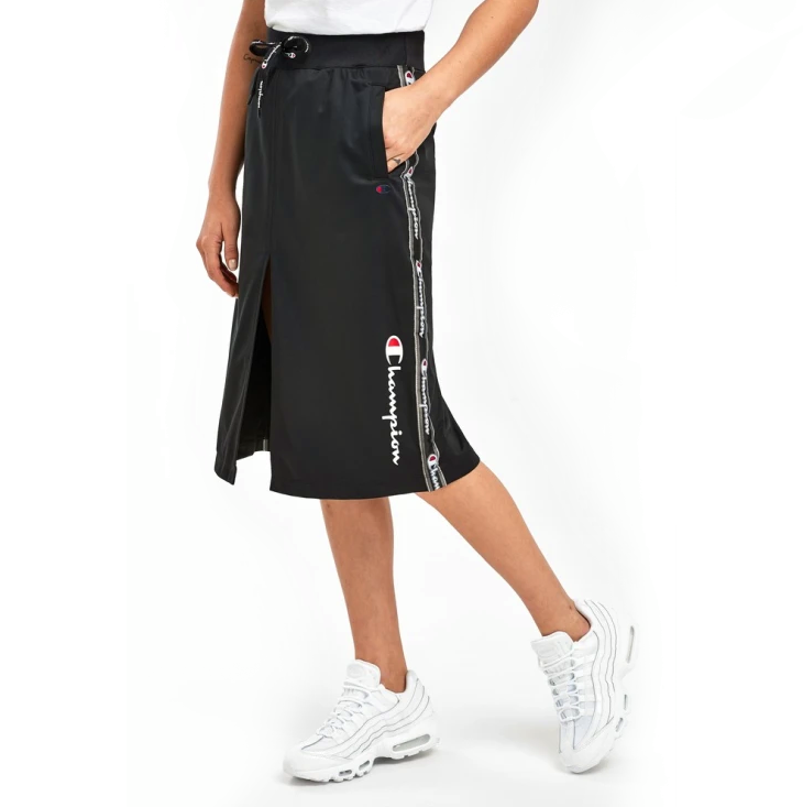 falda CHAMPION Taped Skirt negra tipo tubo con bandas laterales deportiva mujer