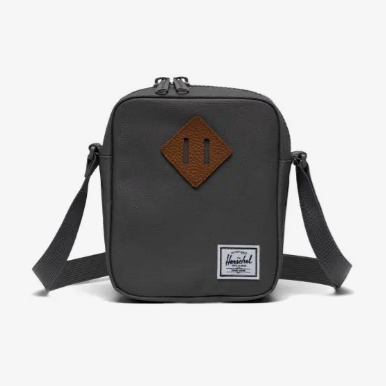 Bandolera Herschel Heritage Crossbody gris compacta con correa ajustable y cierre de cremallera