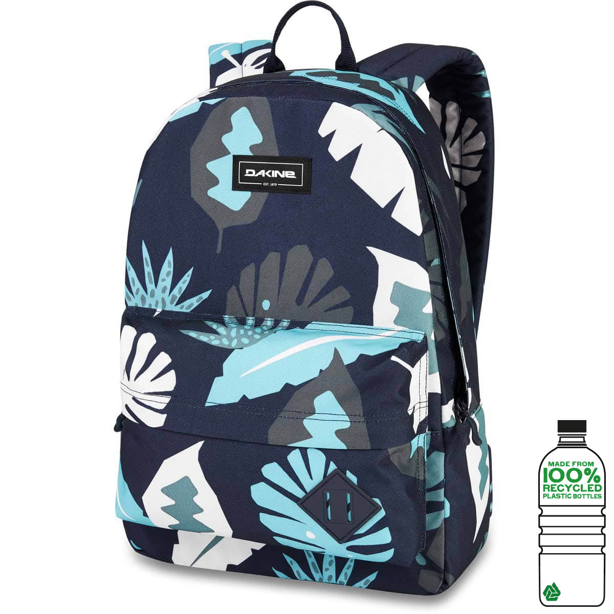 Mochila DAKINE 365 Pack 21L Abstract Palms azul marino con estampado tropical y compartimento para portátil