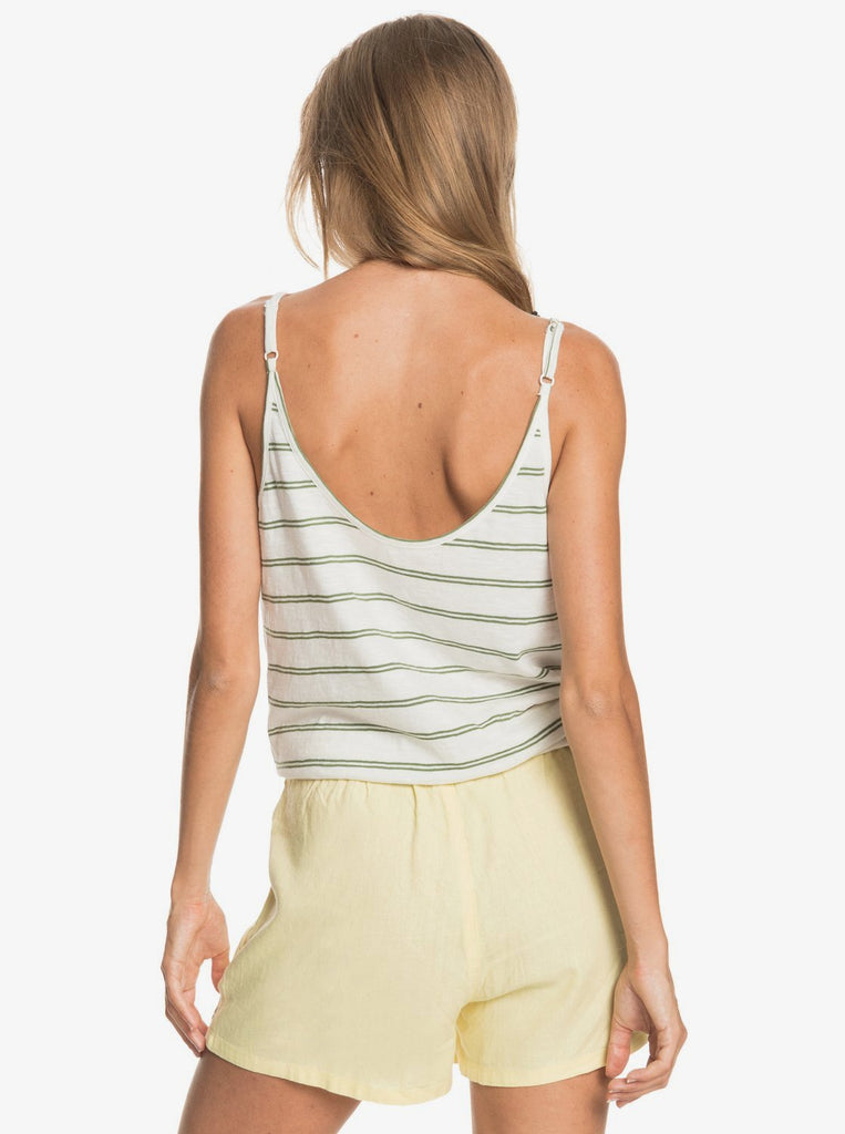 Shorts Roxy Love Square Pale Banana de lino para mujer en color amarillo claro