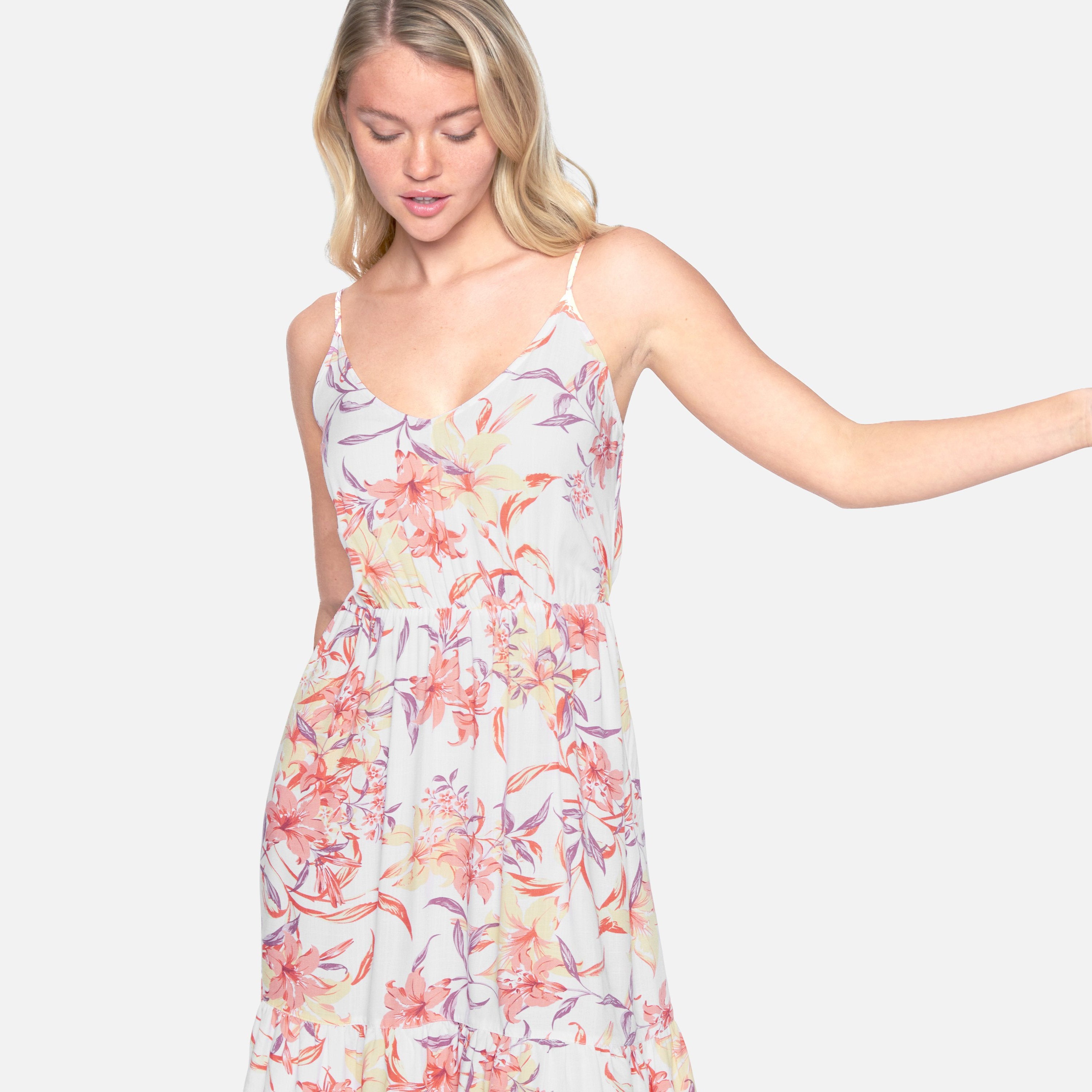 vestido HURLEY Brit Tank Dress floral verano mujer con tirantes y espalda abierta