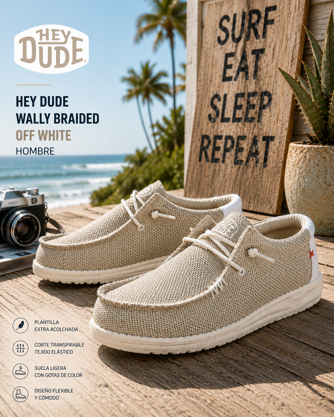 Hey Dude para hombre de estilo casual y ligero para uso diario - imagen editorial propia de THE SURF TOWN