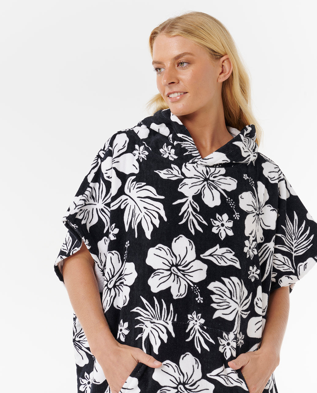 Poncho Rip Curl icon Hooded Towel Black White