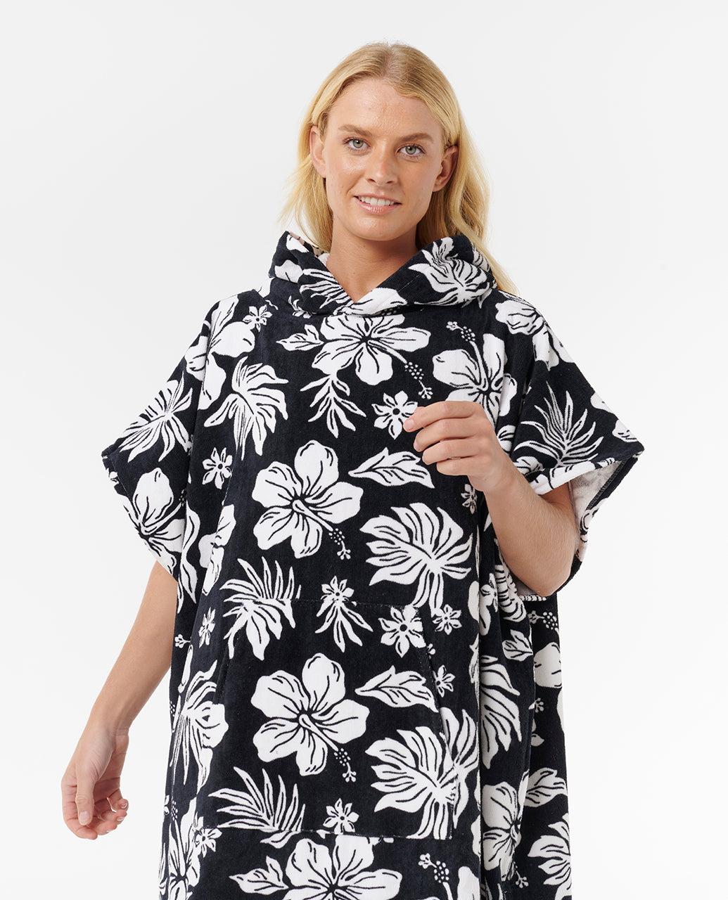 Poncho Rip Curl icon Hooded Towel Black White