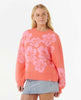 Jersey Rip Curl Hibiscus Heat Jacquard Crew Watermelon