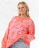 Jersey Rip Curl Hibiscus Heat Jacquard Crew Watermelon