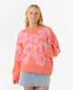 Jersey Rip Curl Hibiscus Heat Jacquard Crew Watermelon
