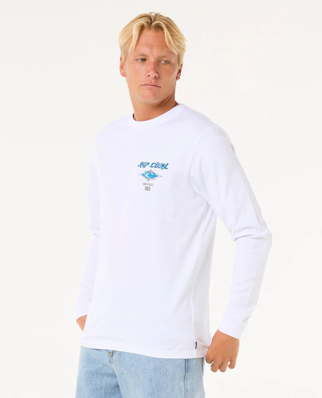 Camiseta Rip Curl Fade Out Icons White LS detalle gráfico Rip Curl