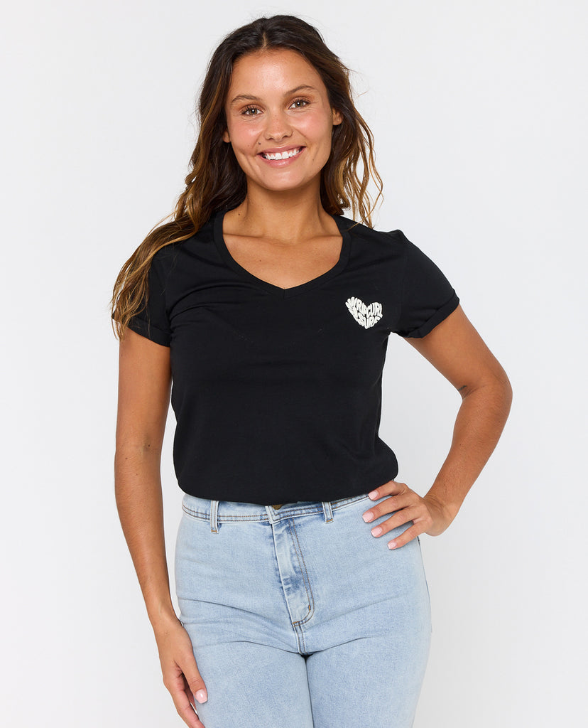 Camiseta Rip Heart V-Neck Black