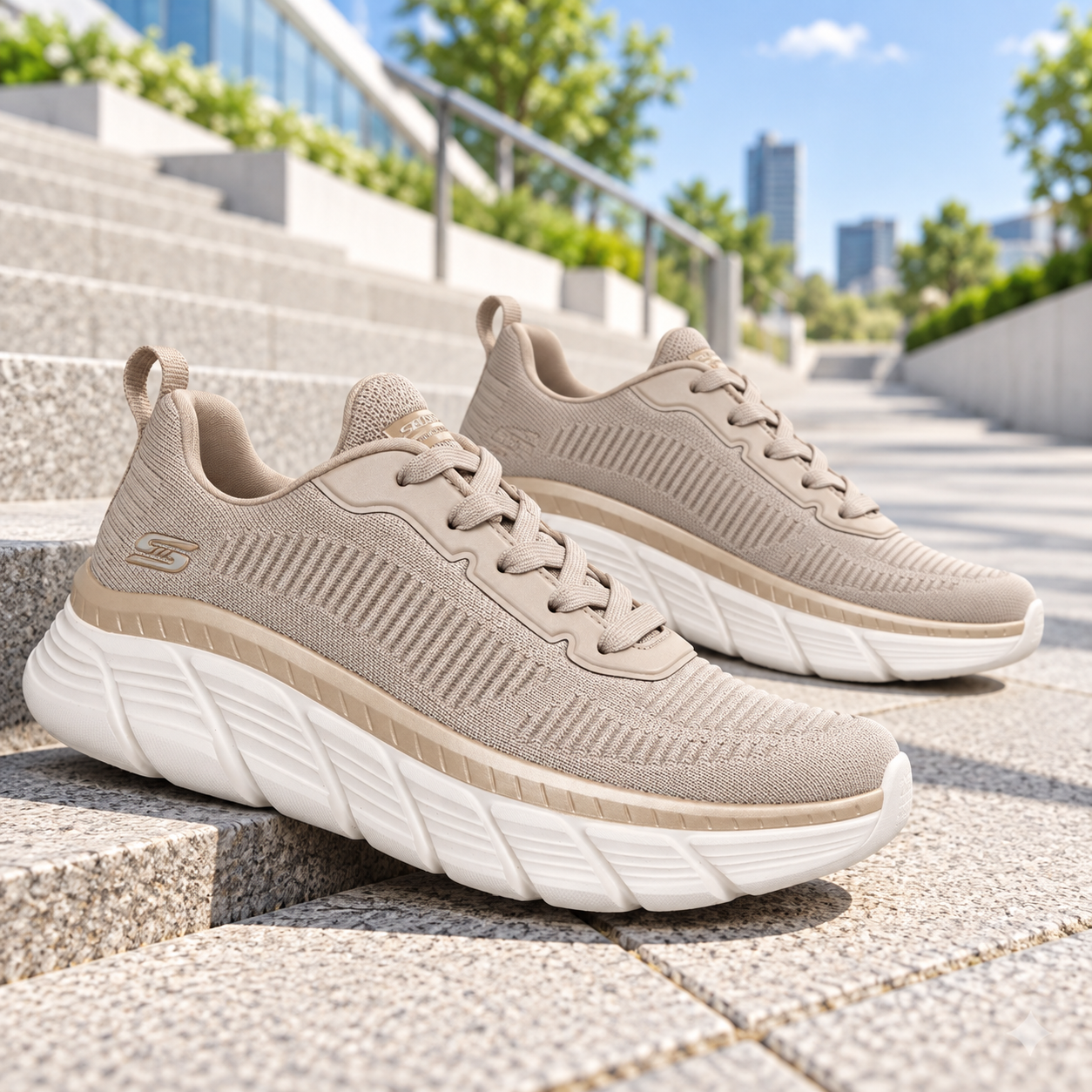Skechers BOBS B Flex Hi Flying Hi Taupe Oro - editorial deportiva