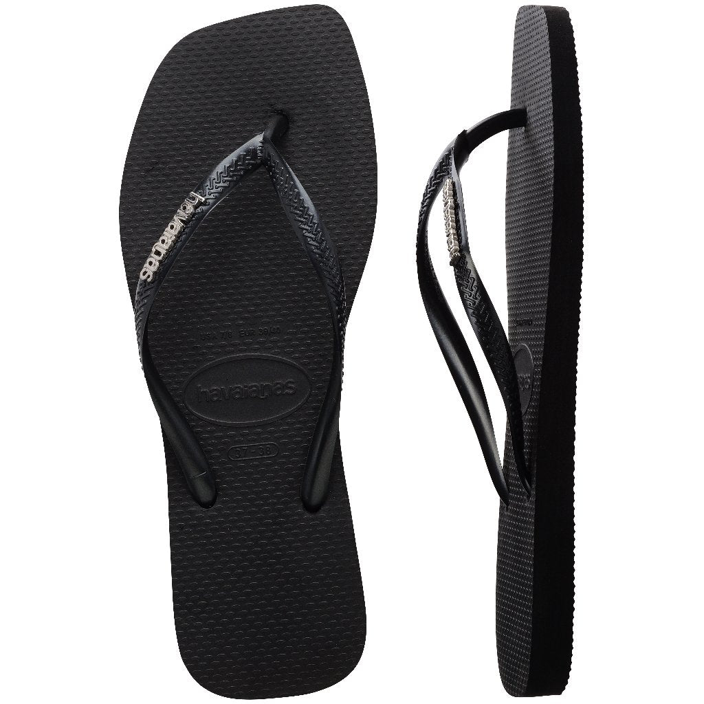 Chanclas Havaianas Slim Square Logo Metallic Black