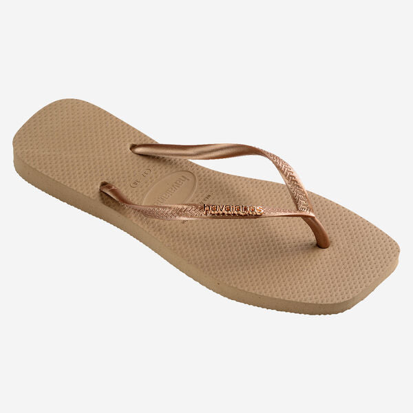 Chanclas Havaianas Square Logo Metallic Rose Gold SS25