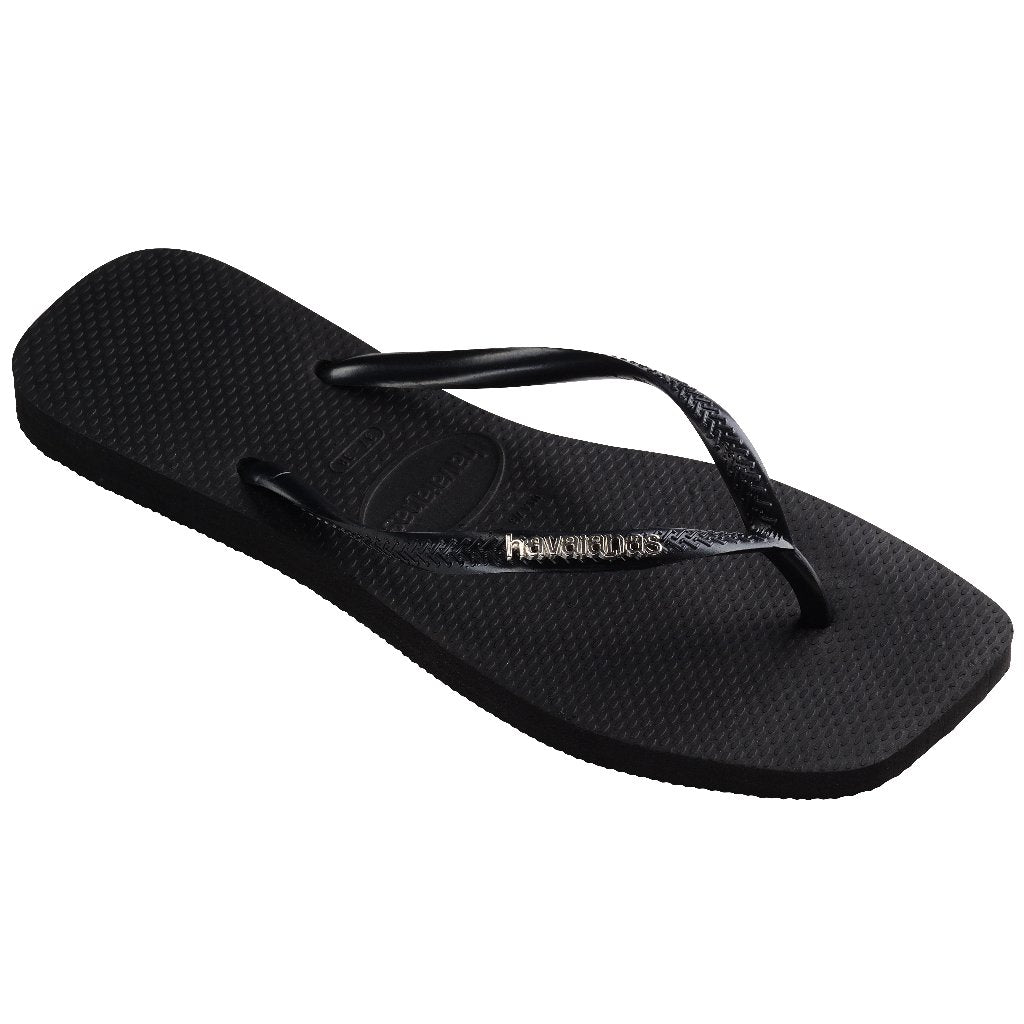 Chanclas Havaianas Slim Square Logo Metallic Black
