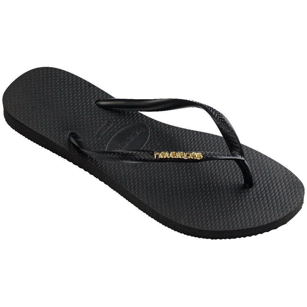 Chanclas Havaianas Slim Logo Metallic Black Gold
