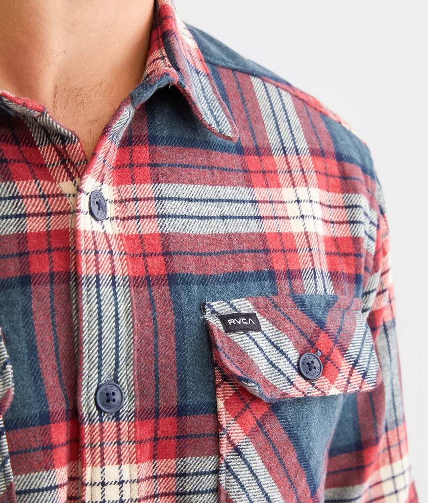 Camisa Rvca That´ll Work Flannel Duck Blue