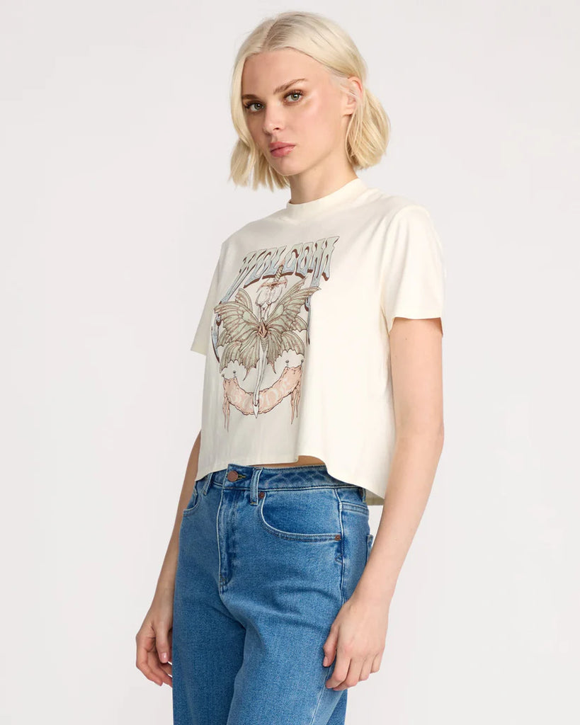 Camiseta Volcom Dial Crop Bone