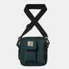 Bandolera color verde océano oscuro de Carhartt confeccionada en tejido de lona altamente resistente, repelente al agua, con dos compartimentos principales y correa ajustable.