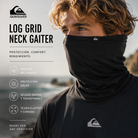 Braga Quiksilver Log Grid Black en campaña outdoor surf premium junto a costa salvaje y ambiente técnico lifestyle